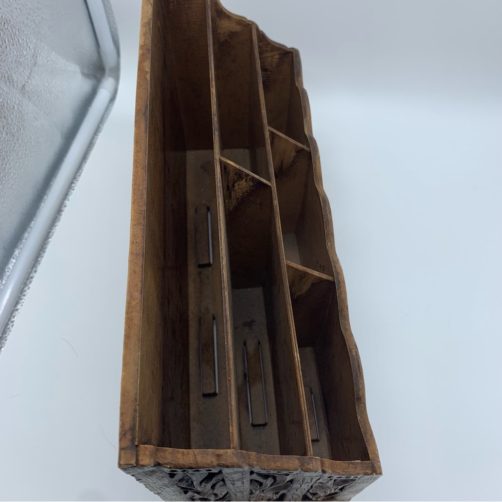 Vintage Lerner Carved Faux Wood Letter Holder Mail Organizer Storage - Picture 4 of 8